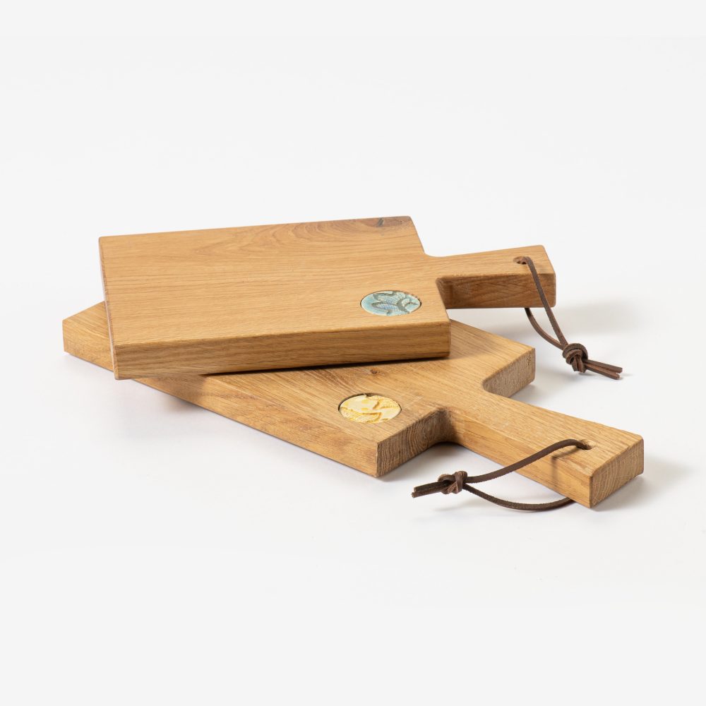 Houten borrelplank met keramiek