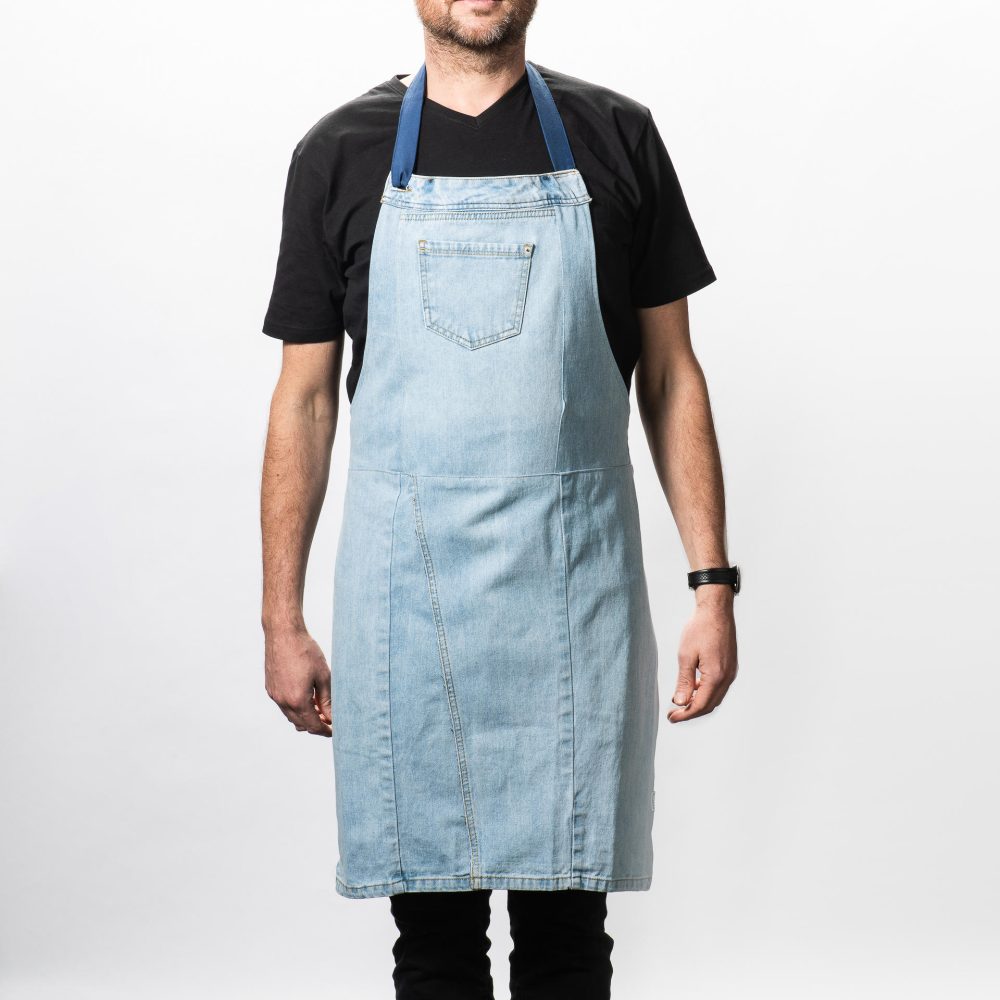 gerecycled denim keukenschort
