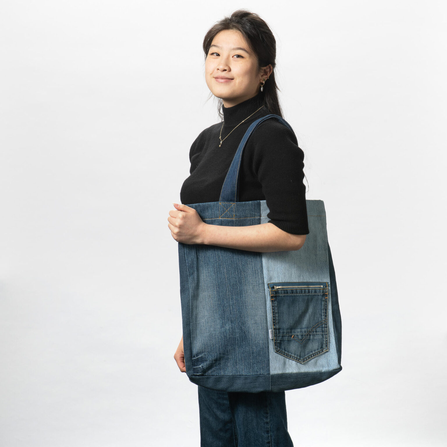 denim tas met zakje