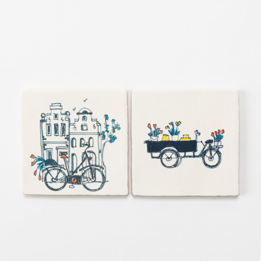 tegeltje bakfiets bloemen