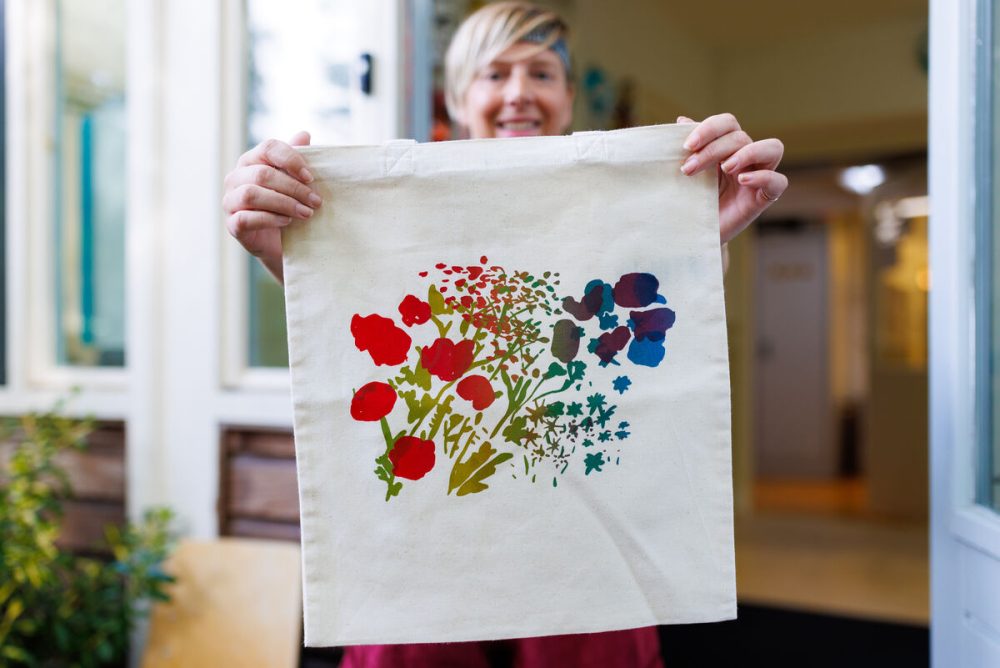 Canvas tas bloemen - Afbeelding 2